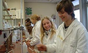 Schüler bei Untersuchungen im Labor